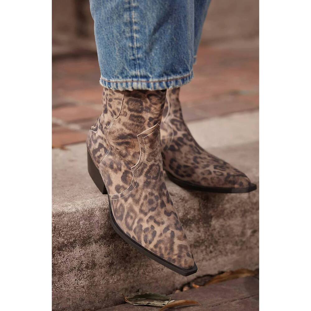 NEW FREE PEOPLE women's cat nap cowboy boots in leopard - Picture 7 of 9